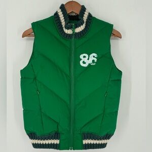 Pink True Love 86 Graffiti Graphic Victoria Secret Down Puffer Vest XS/SM Green